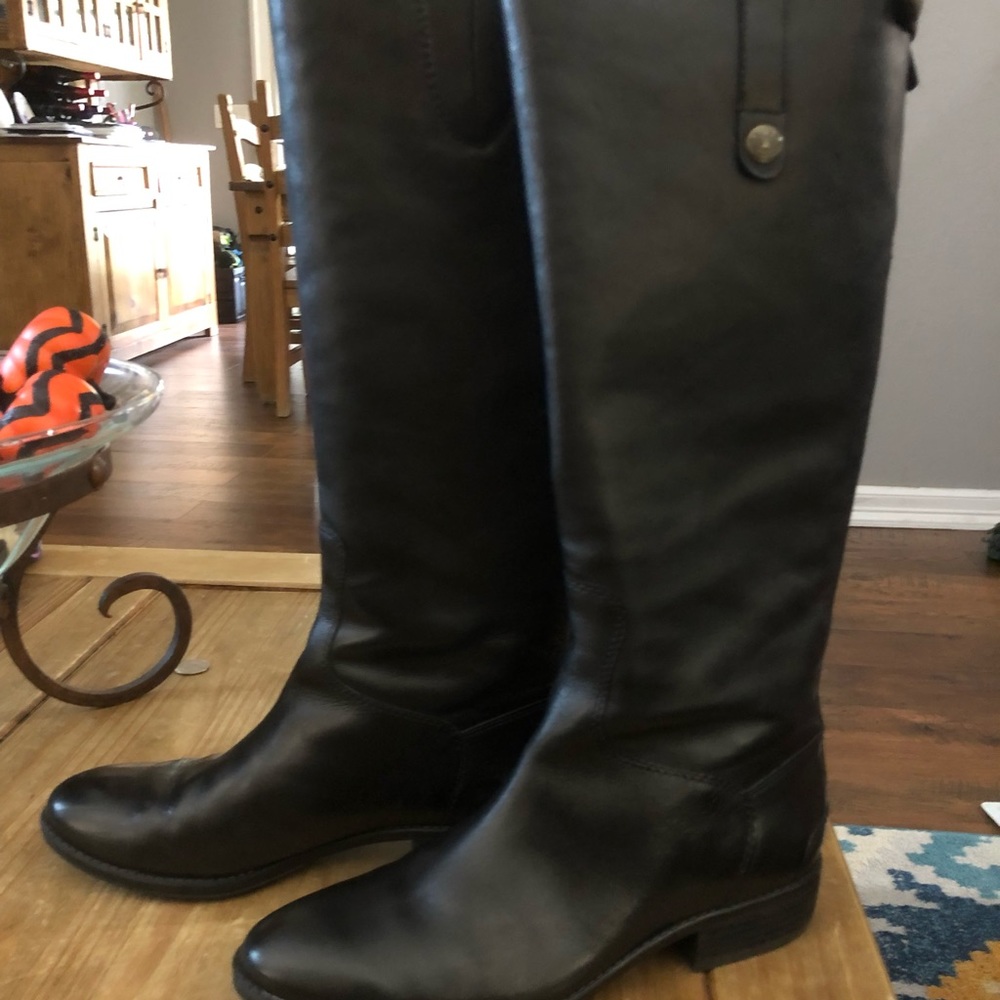 Sam Edelman black leather penny boots